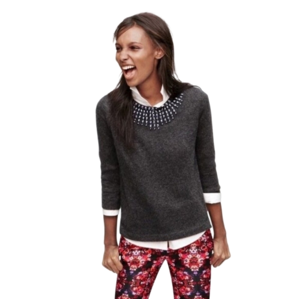 J Crew Embellished Wool/Rabbit Sweater